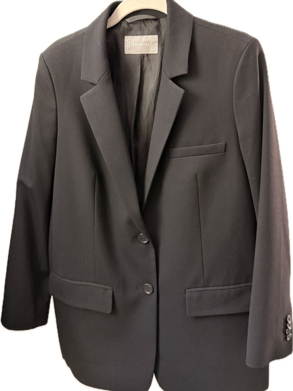 Everlane Black Tailored Single-Breasted Wool Blazer
